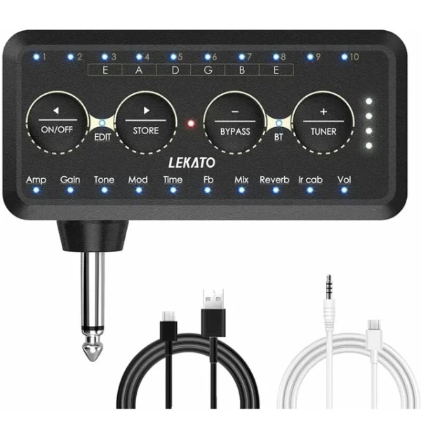 Lekato-Guitar Plug Amplificador Pa-1 Headphone Mini Amplificador, Alto-falantes Combo, Baixo Elétrico Acústico Som, Placa de Pedal Delay H8